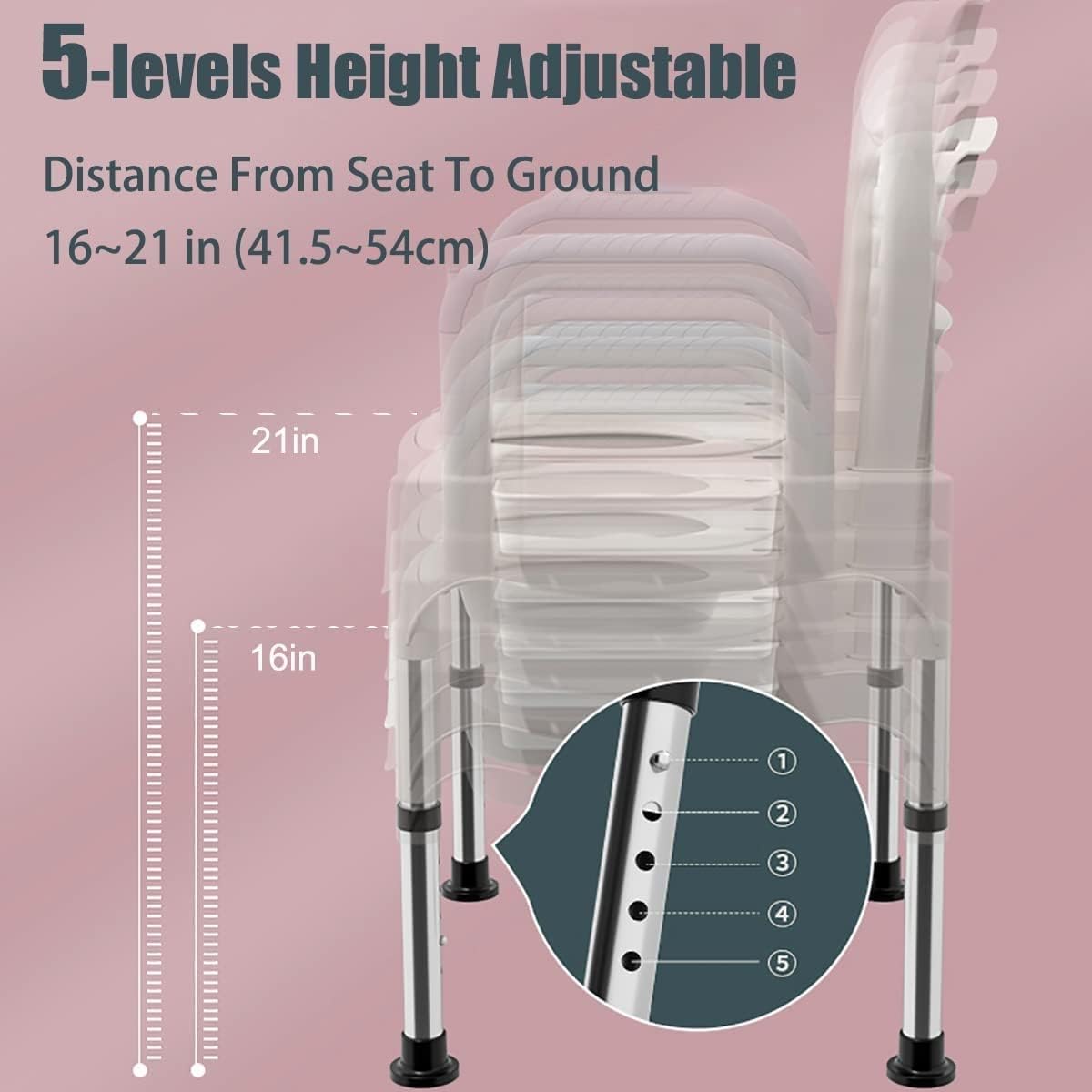 Bedside Commodes, Bedside Toilet Commode Chair Height Adjustable Adult Potty Chair for Seniors Portable Toilets for Home Use Suitable for People with Disabilities The Elderly and Others White