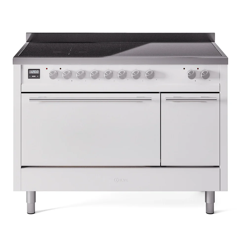 ILVE 48-inch Professional Plus II Induction Range with Solid Door Oven in White (UPI486QMPWH)