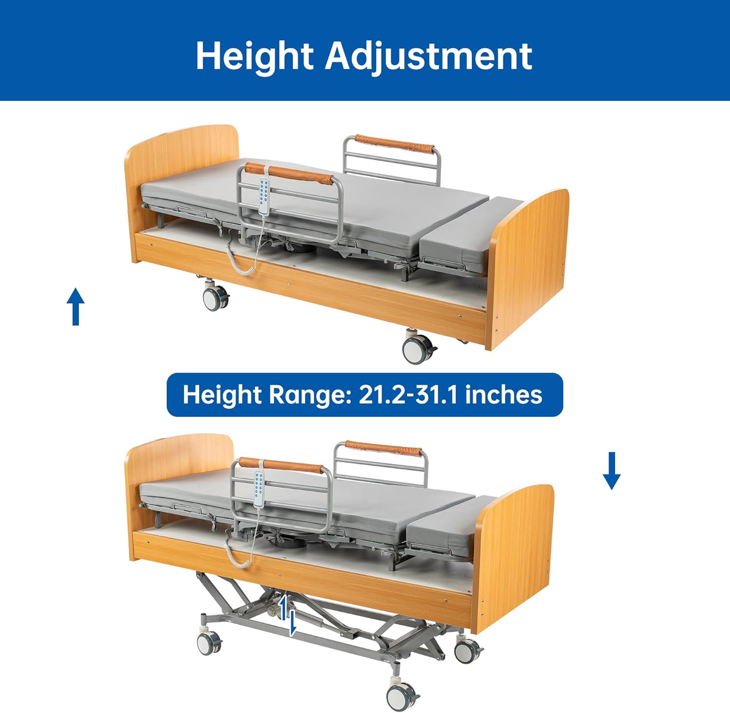 Rotating Multi-Functional Electric Hospital Bed, Rotates 90° From a Flat (Lying) Position to an Upright Seated Position, Making it Easy to Get Out of Bed. Easy Installation, 530 Lbs Capacity