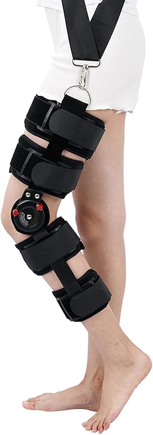 Adjustable Hinged ROM Knee Brace, Orthopedic Hinged Knee Support Brace ?Post-Op Arthritis Injury Protector Knee Fixation Bracket Leg Stabilizer,36cm
