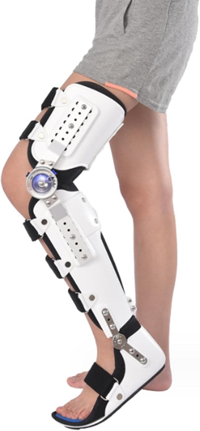 Articulated Hinged Knee Brace, ROM Adjustable Post Op Knee Immobilizer Recovery Support Knee Immobilizer Protector for Men and Women,Left (Right