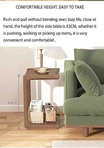 Overbed Table with Wheels, Solid Wood Side Table, Removable C-Shaped Bedside Table Side Cabinet for Hospital & Home Medical Use(L 40 CM)