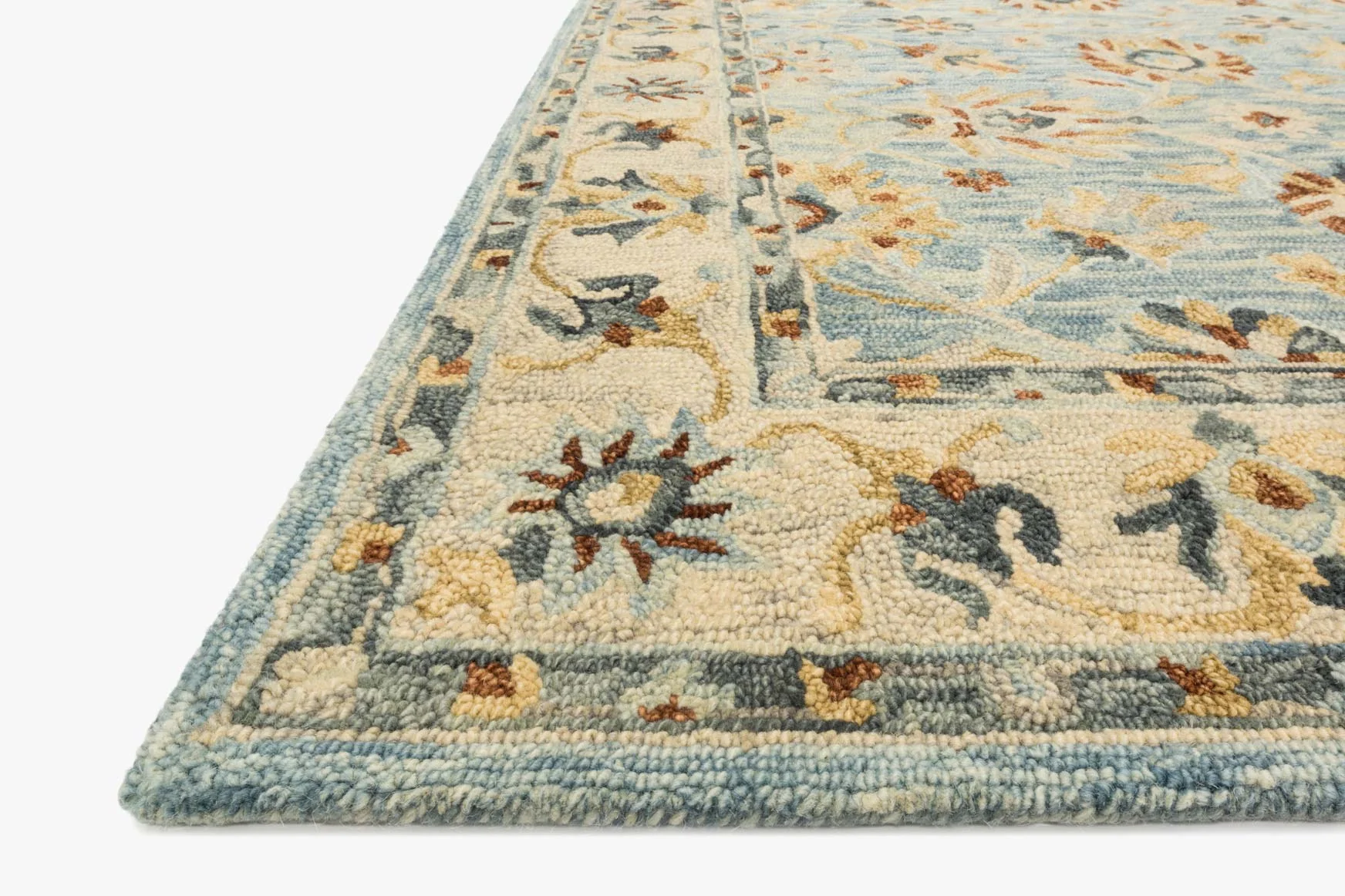 Loloi Victoria Collection - Traditional Hooked Rug in Lt. Blue & Natural (VK-18)