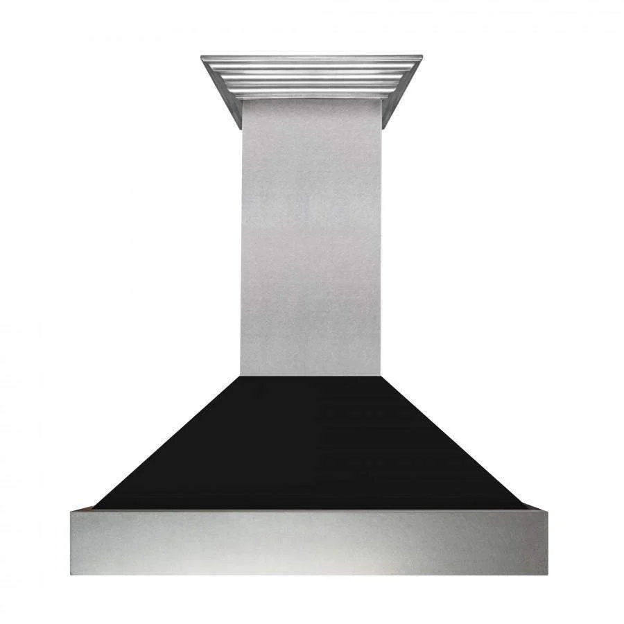 ZLINE 42-Inch Ducted DuraSnow Stainless Steel Wall Mount Range Hood with Black Matte Shell (8654BLM-42)
