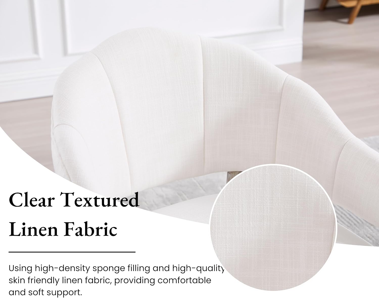 EALSON Modern Farmhouse Accent Chair Comfy Living Room Arm Chair with Rerustic Wood Leg Cozy Linen Upholstered Reading Armchair Lounge Side Chair for Bedroom Beige