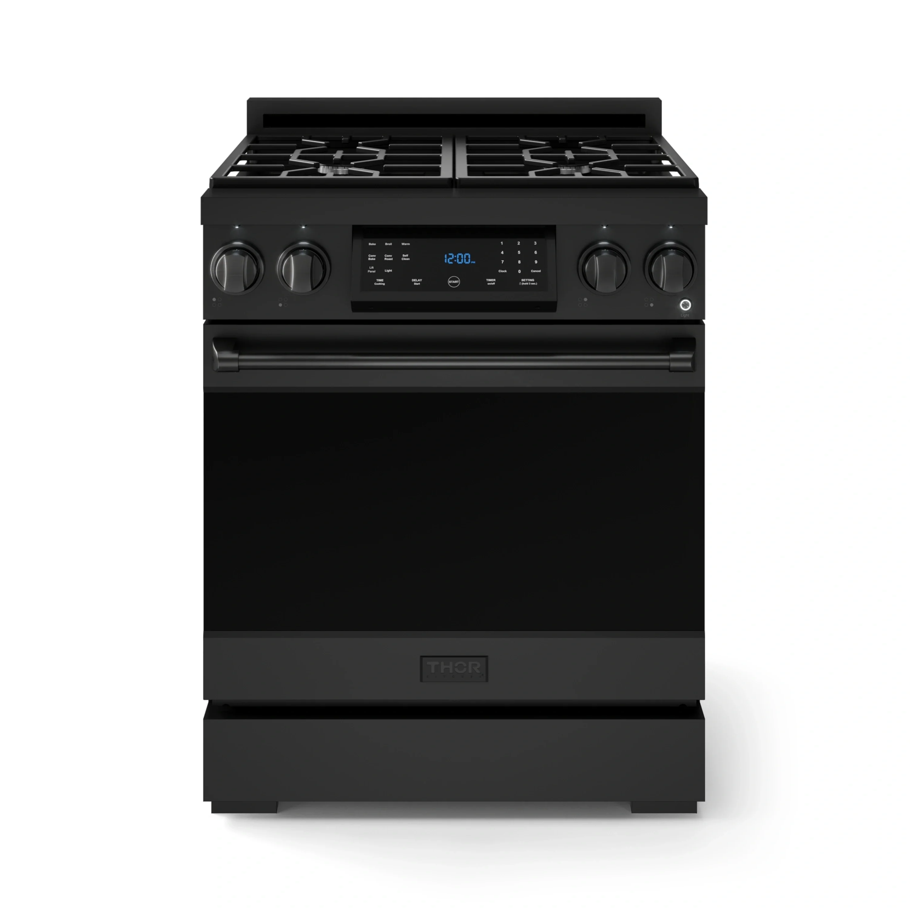 Gordon Ramsay by Thor Kitchen 30-Inch Professional Natural Gas Range with Tilt Panel Touch Control and 4.55 Cu. Ft. Self Clean Oven in Black (RSG30B)