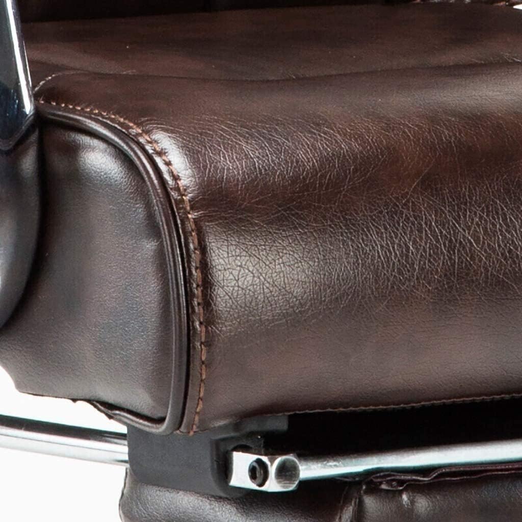 Executive Swivel Adjustable Swivel Office Desk Chair with Armrests Lumbar Support Desk Ergonomic Chair Boss Chair Business Home Computer Chair Comfortable Sedentary Reclini,Selected Cowhide-Coffe
