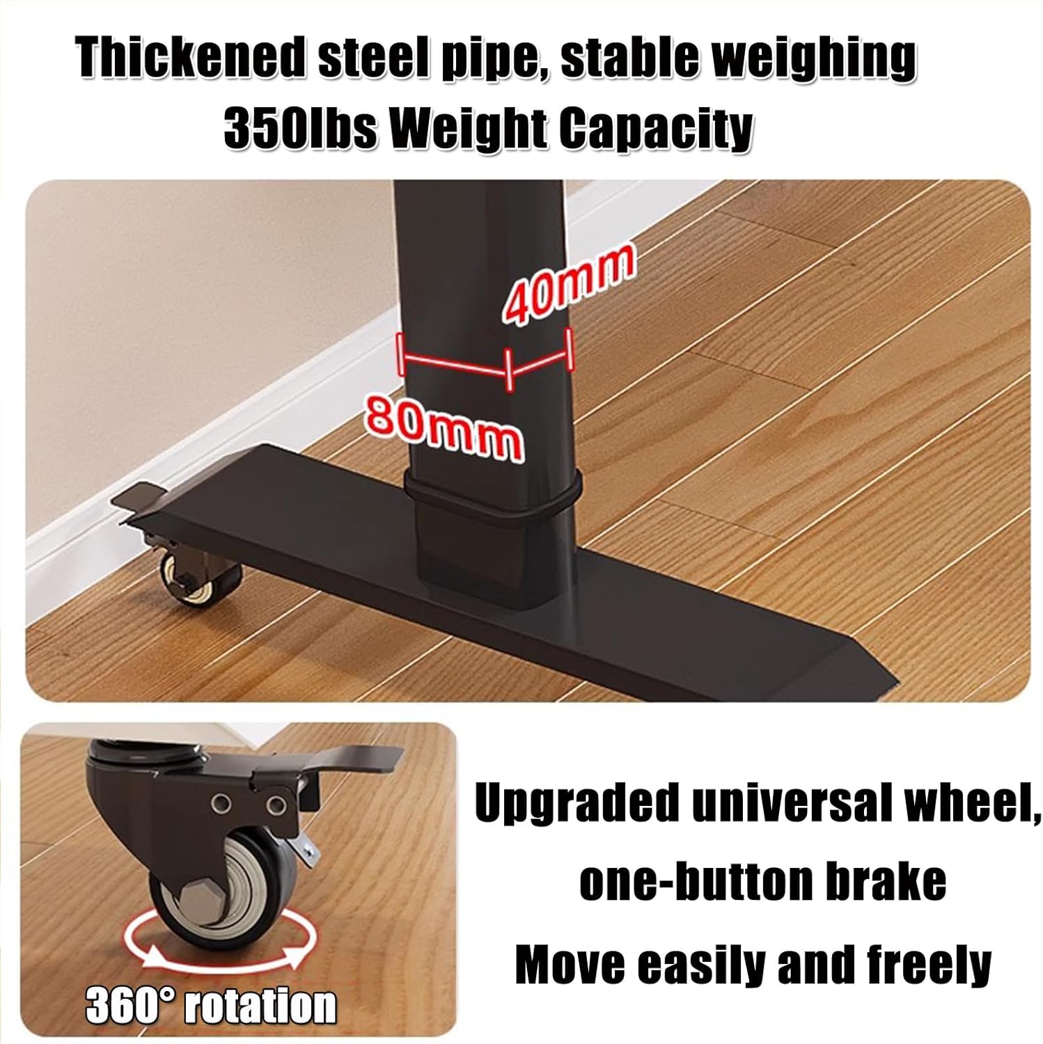 Overbed Table with 360° Wheels - Mobile Laptop Cart Computer Desk,Adjustable Height Queen Size Mobile Bed Desk Dining Table for Hospital and Home Use,Walnut-39.4