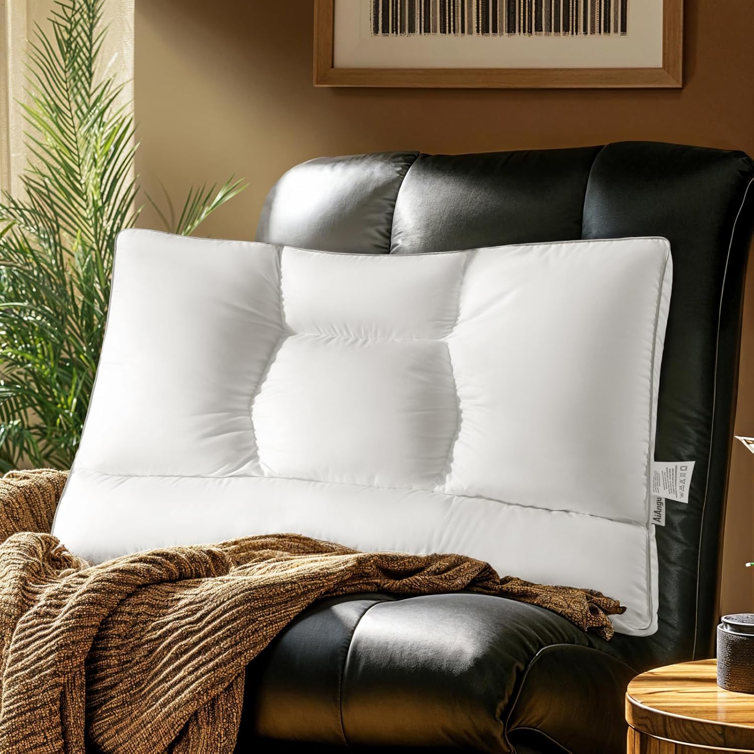 Goose Down Pillow, Cervical Support for Neck Pain Relief, 1550+ Fill Power, 600 Thread Count Cotton Shell, Ergonomic Design for Side, Back, and Stomach Sleepers(White,King(Pack of 1))