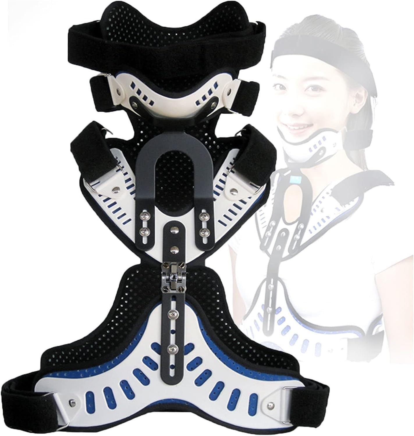 Head Neck Chest Orthosis Cervical Thoracic Halo Brace U Lumbar Support Adjustable Cervical Thoracic Orthosis Angle Adjustable Breathable for Postoperative Neck Fixation Rehabilitation Support