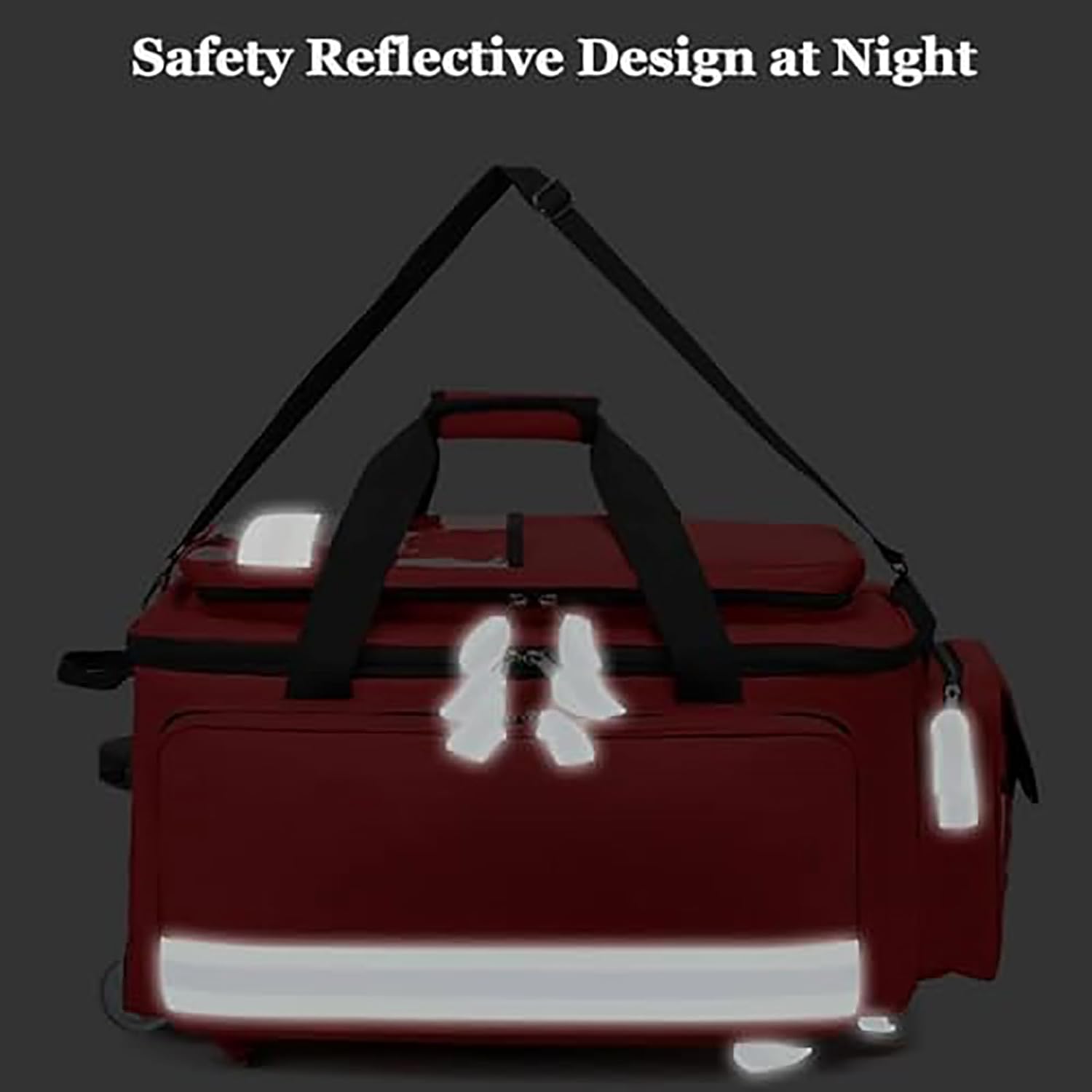 Rolling Medical Bag with Wheels, Nurse Tote, Waterproof Oxford Fabric with Multi-Compartment Organizers, Detachable Trolley, for Home Health Nurses, Doctors and EMT Emergency Response