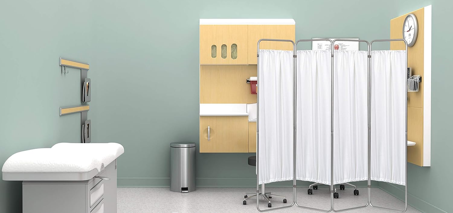 Omnimed 153094-10 Economy Privacy Screen with Vinyl Panels, White, 4 Section