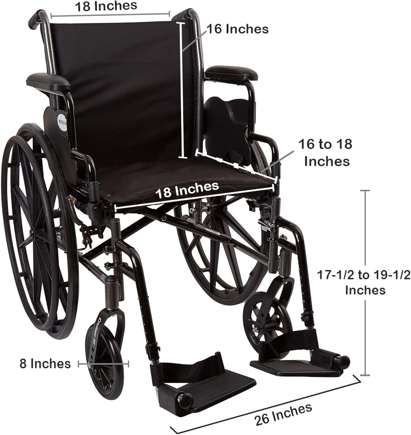 McKesson Wheelchair, Swing Away Foot Leg Rest, Desk Length Arms Flip Back, 18 in Seat, 300 lbs Weight Capacity, 1 Count