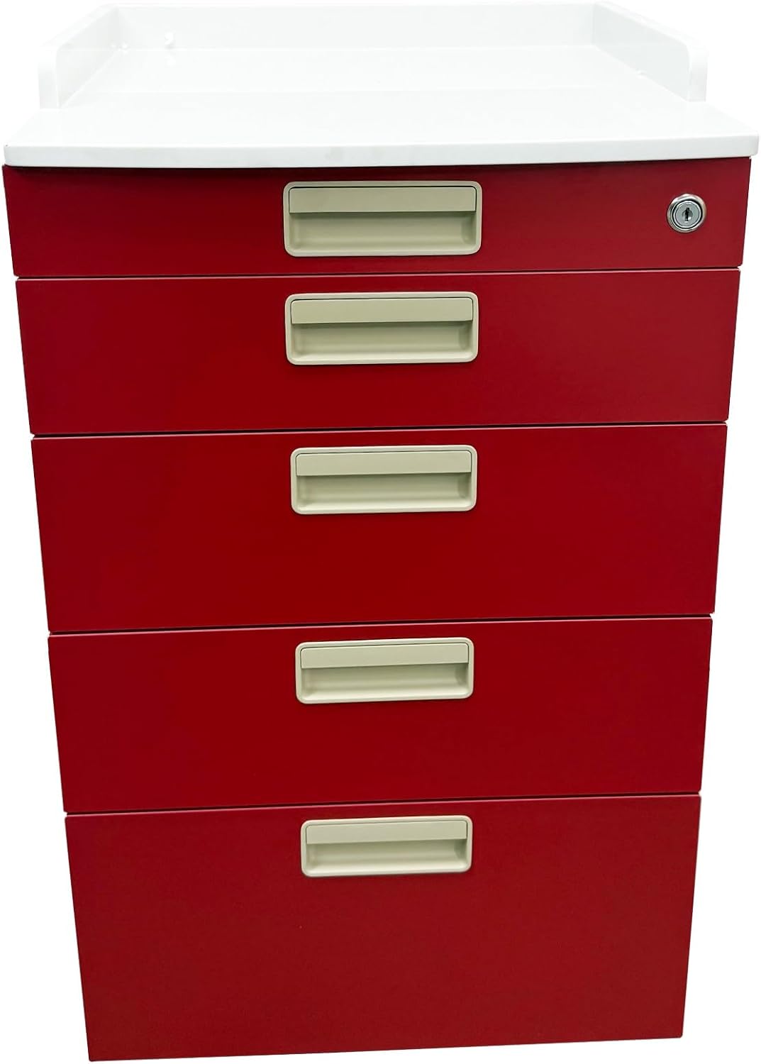 TECHTONGDA Medical Dental Assistant's Mobile Cabinet 4 Drawer Dental Utility Cart with 2 Partition Trays and Lock, Office Mobile Storage for Clinic Hospital Office School Home Use