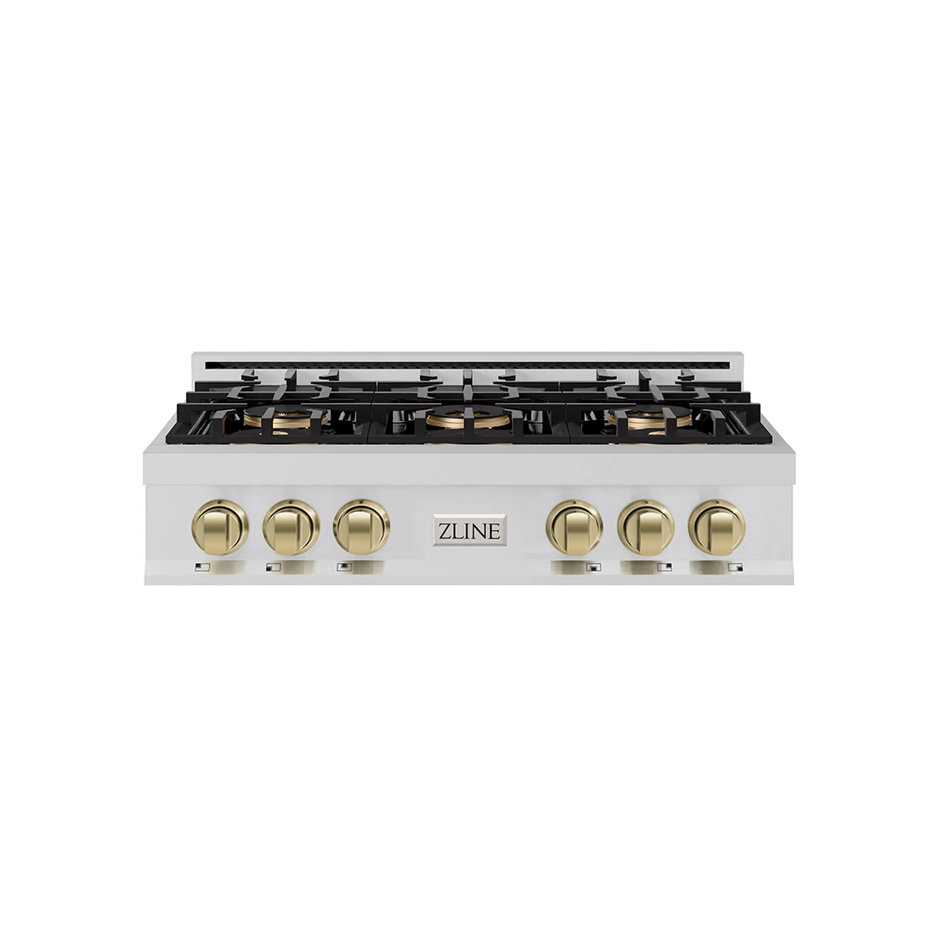 ZLINE Autograph Edition 36-Inch Classic Gas Rangetop with 6 Burner DuoPro鈩?Cooktop in Stainless Steel and Champagne Bronze Accents (PCRTZ-36-CB)