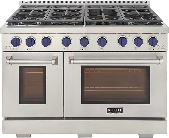Kucht 48-Inch Propane Gas Range in Stainless Steel with Blue Knob (KFX480/LP-B)