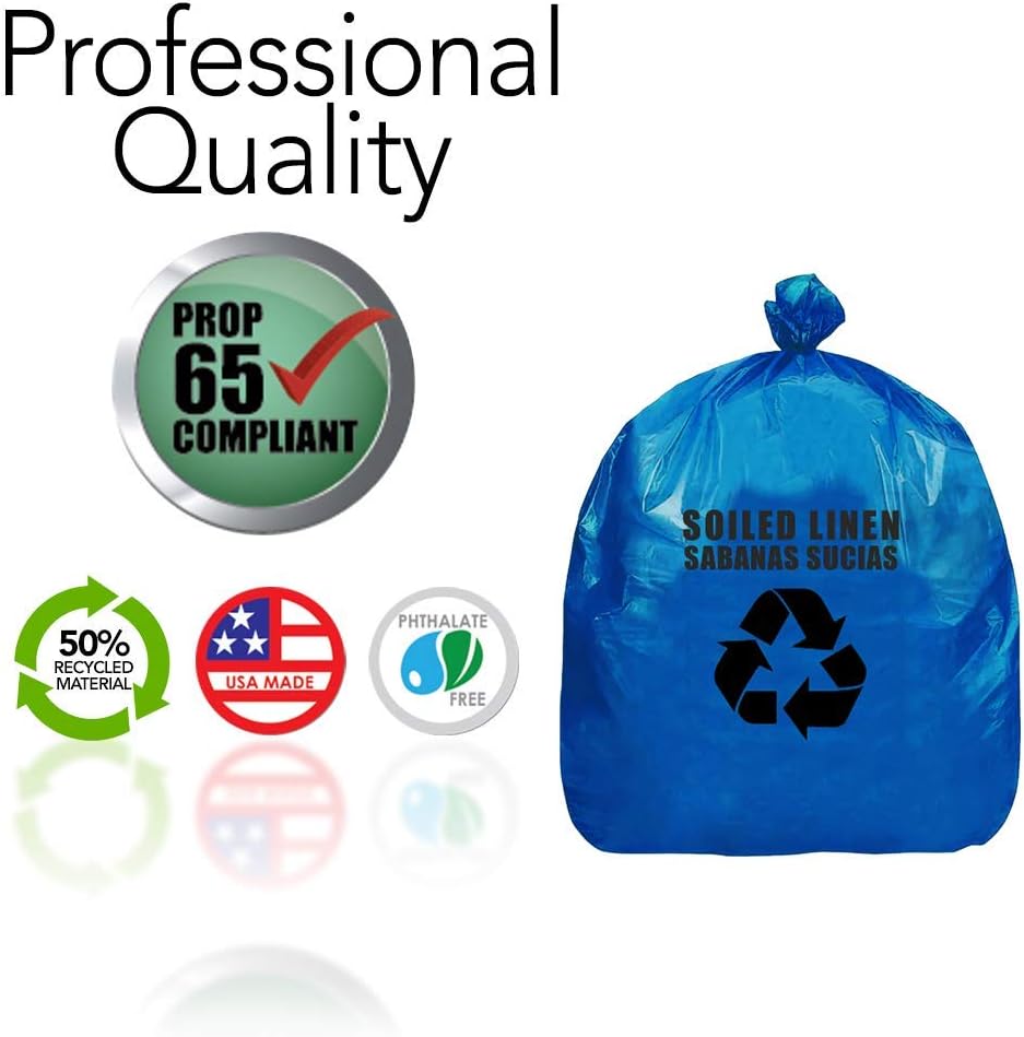 RESILIA Heavy Duty Soiled Linen Bags - Hospital Waste Disposal, Trash Liner, Sanitary Storage, OSHA Approved, Dark Blue, 33 Gallon, 29