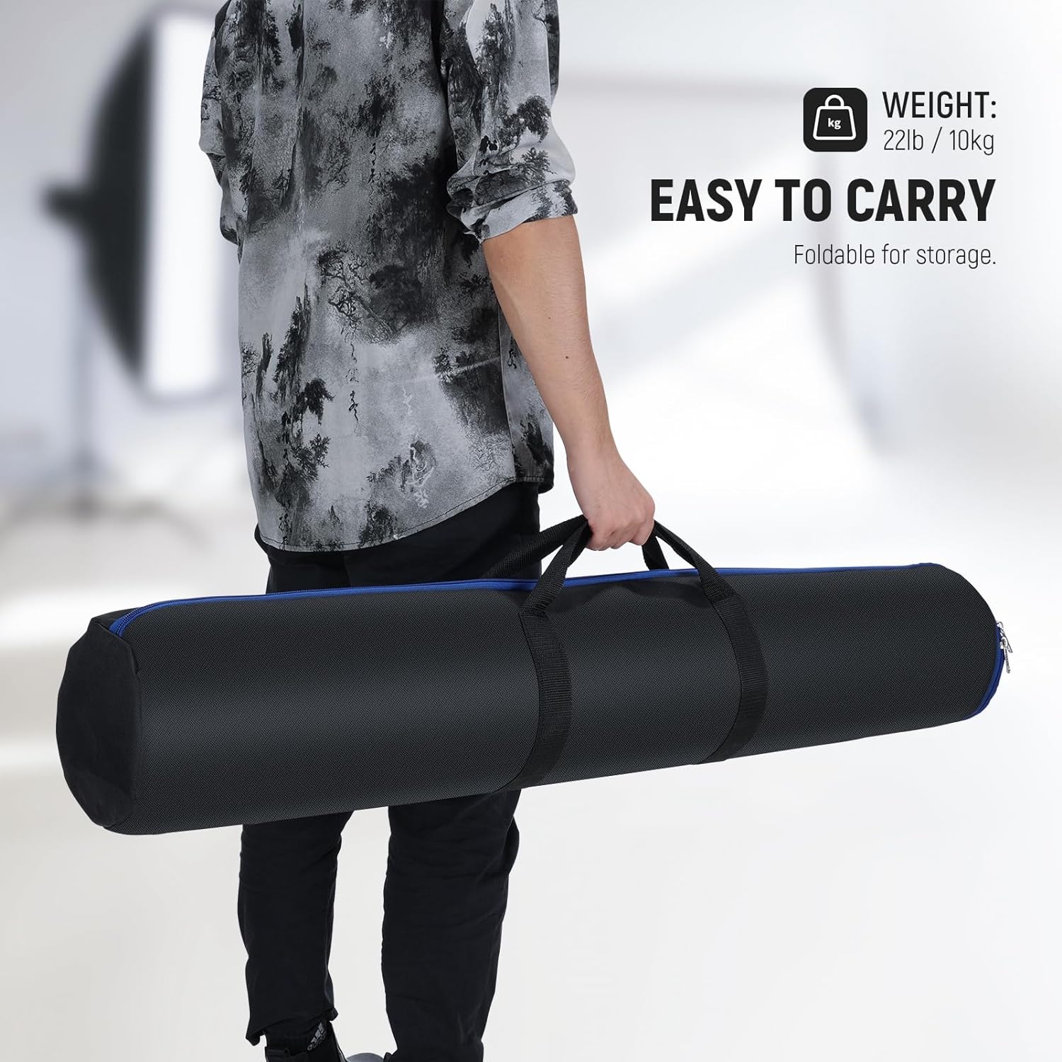 NEEWER 6.5ft/198cm Stainless Steel Light Stand, Heavy Duty Tripod Stand with Caster Wheels, 2 Sliding Arms with Pistol Grip, Folding Leg for Photography Softbox Monolight, Max. Load 35lb/16kg, ST198SS