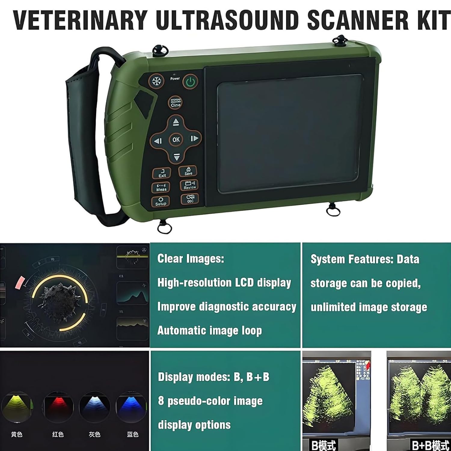 Veterinary Ultrasound Machine Multi-Function Veterinary Ultrasound Machine with 3.5MHz Probe Pregnancy Portable Handheld Scanner B-Ultra Sound for Farm Animals Pig Goat Pregnancy(Cattle and Horses)