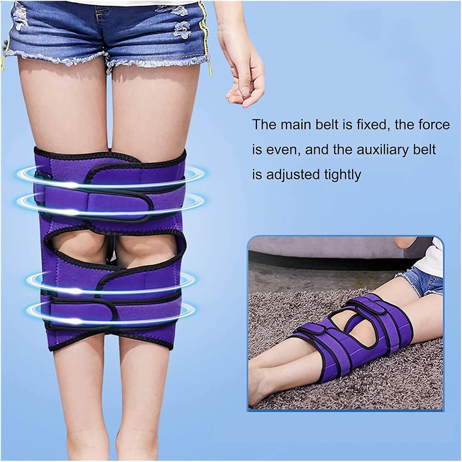 Leg Correction Belts Elasticity Leg Correction Belt Adjustable Leg Correction Band Durable Leg Corrector Device Used for Adult Correction Posture,Bl?-A,Purple-A