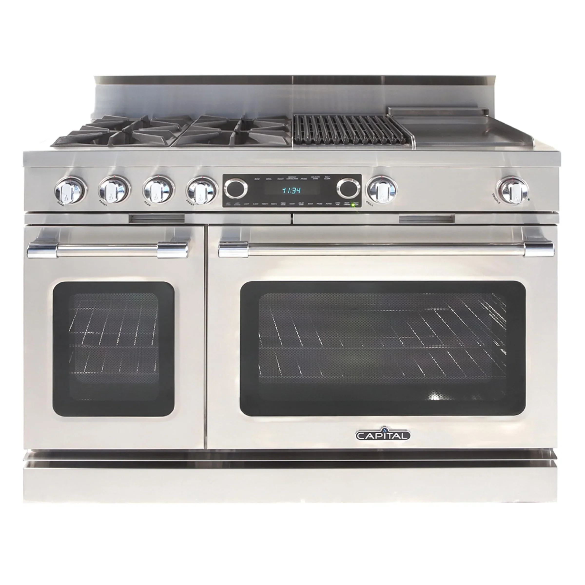 Capital 48-Inch Grand Chef Dual Fuel Range in Stainless Steel with 4 Open Burners, Grill, & Griddle (COB484BG)