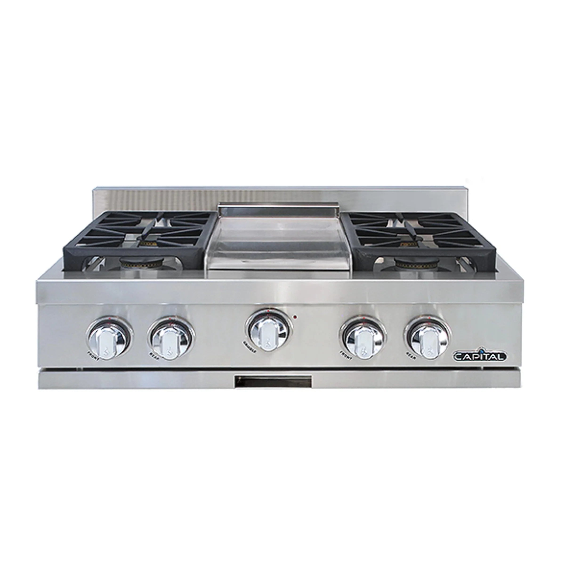 Capital 30-Inch Rangetop in Stainless Steel with 4 Sealed Burners & Griddle (GRT302G2)