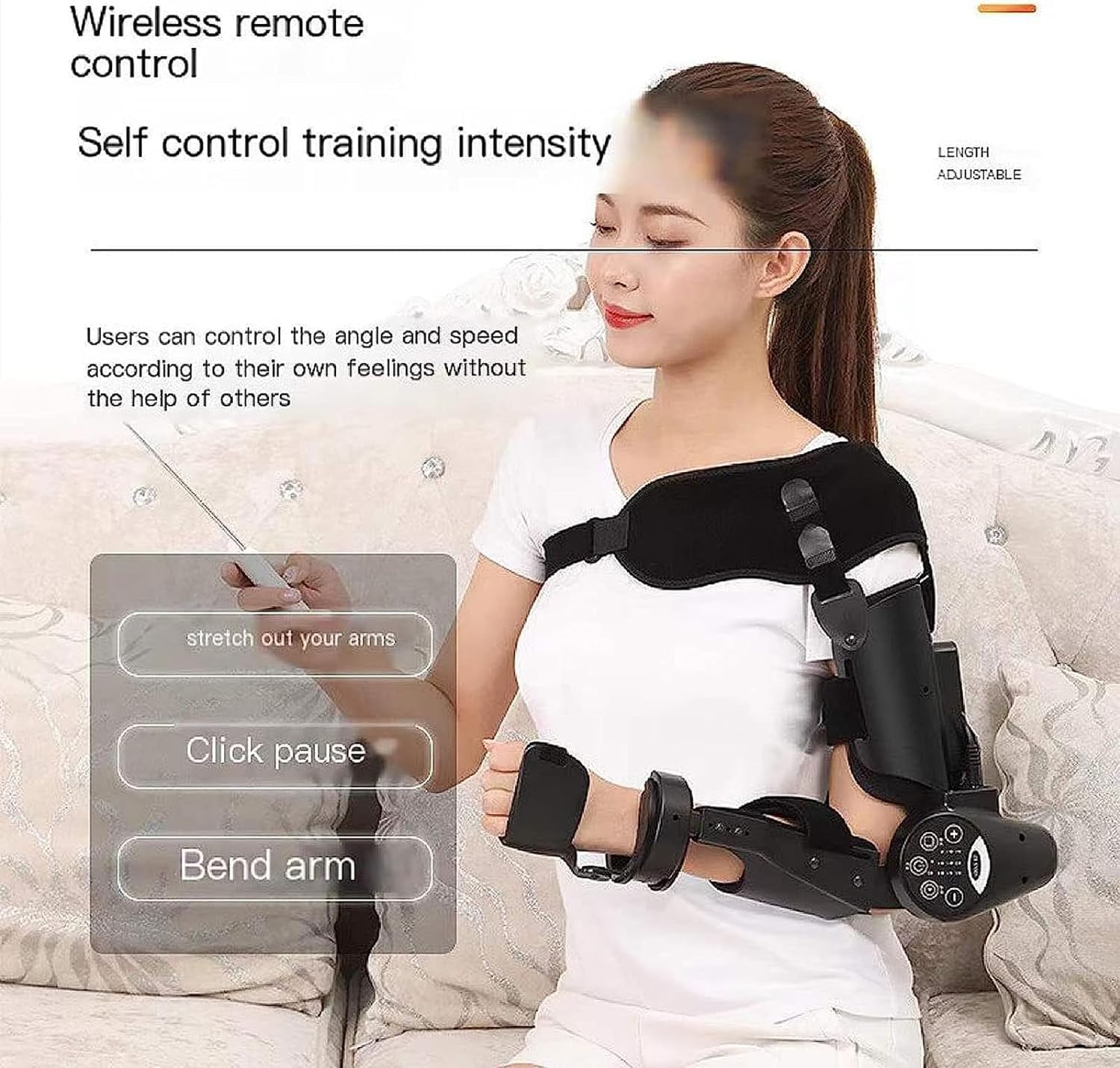 Hinged Elbow Brace Arm Exerciser, (Left)Electric Elbow Joint Rehabilitation Device, Wireless Intelligent Key Control, Precisely Control The Extension and Flexion Angle for Stroke Hemiplegia Patients.