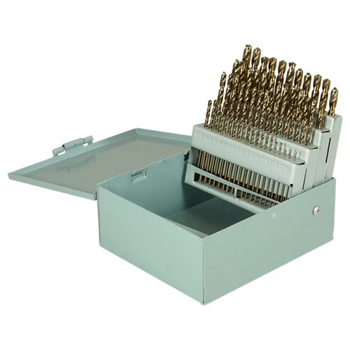 #1-#60 RHS / RHC HSS-CO 8% (M42) 135 Degree Split Point Heavy Duty Cobalt Jobber Length Drill Set - Straw / Gold Oxide