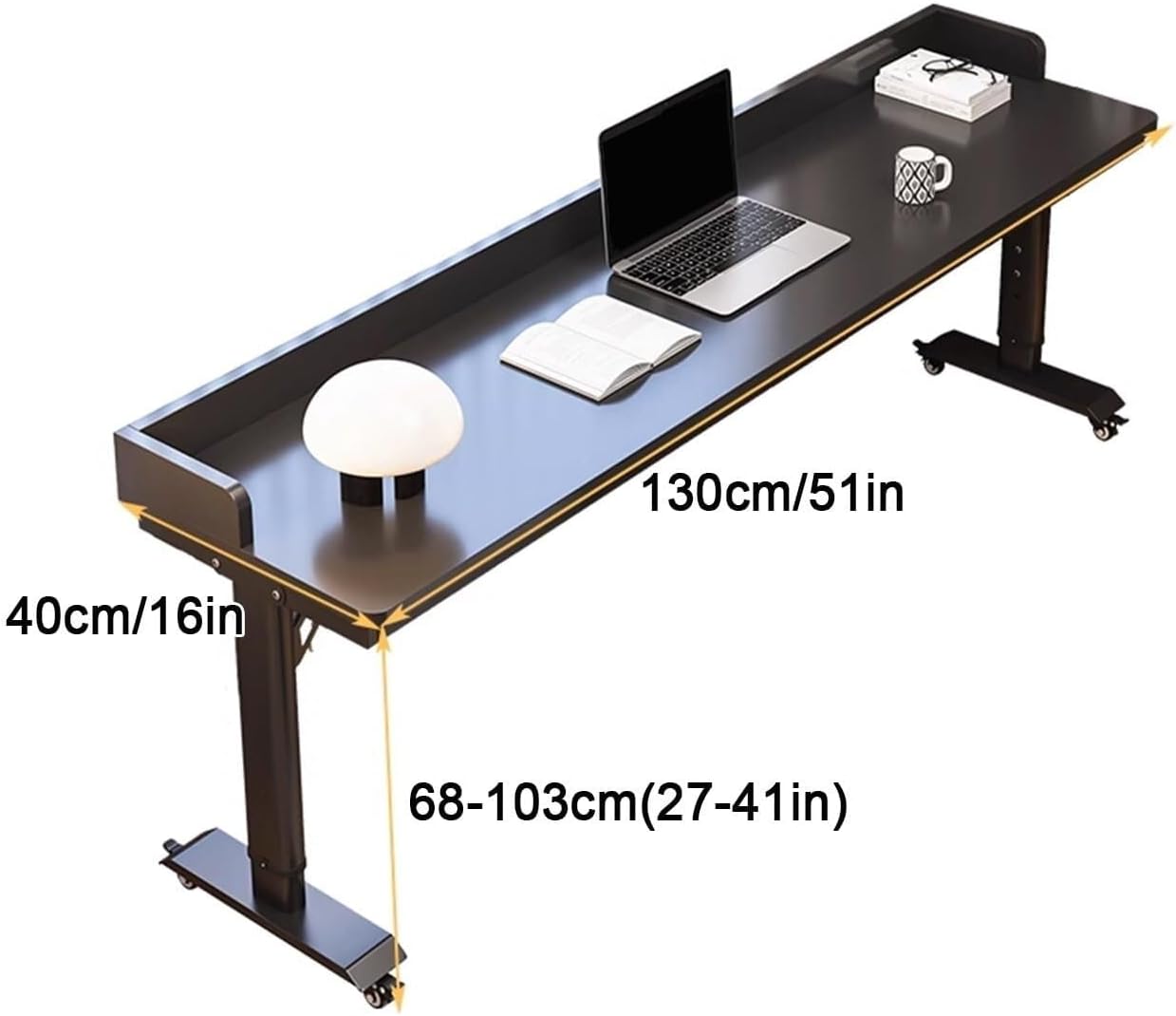 Overbed Table with 360° Wheels, Movable Cross Bed Office Desk, Height Adjustable, Vertical Workstation Laptop Desk, for Bedroom, Hospital