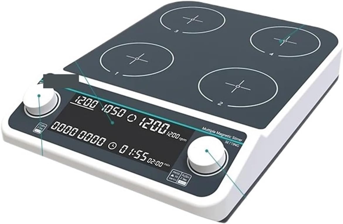 Multiple Magnetic Stirrer Hot Plate Digital Display Laboratory Stirrer Magnetic Mixer Heating Four-Station Six-Position Wide Range of Uses(MHS6Pro)