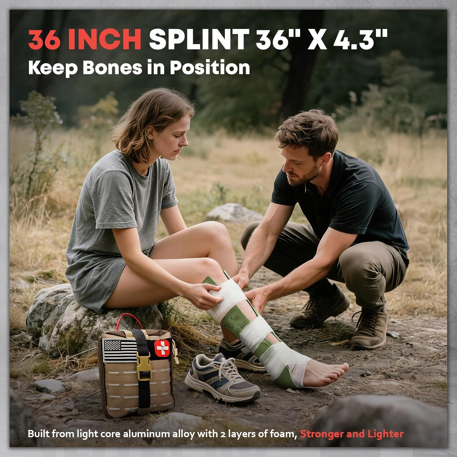 144 Pcs Advanced Trauma First Aid Kit - Emergency Camping Gear with Tourniquet, Compression Bandage, 36