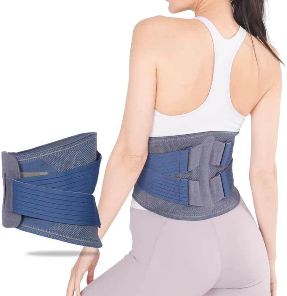 Lumbar Back Brace with 5 Stays for Lower Back Pain Relief, Sports Waist Trainer Belt Waist Trimmer Weight Loss Fitness Back Support Belly Band Unisex(Large)