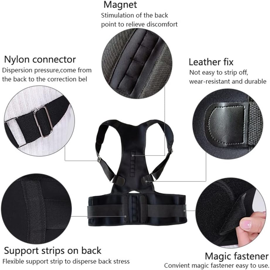 Back Waist Adjustable Adult Correction Belt Trainer Shoulder Lumbar Brace Spine Support Vest(XL)