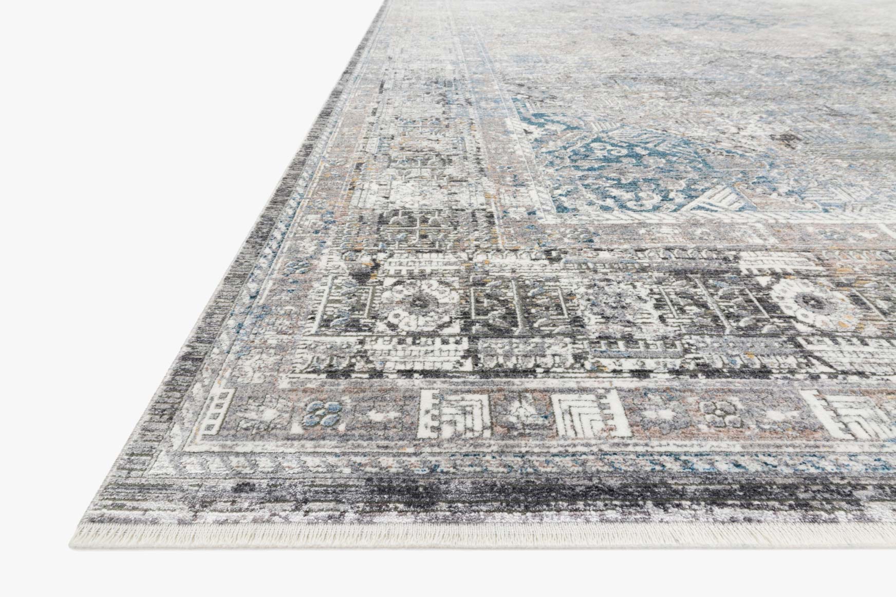 Loloi Gemma Collection - Traditional Power Loomed Rug in Silver & Blue (GEM-05)