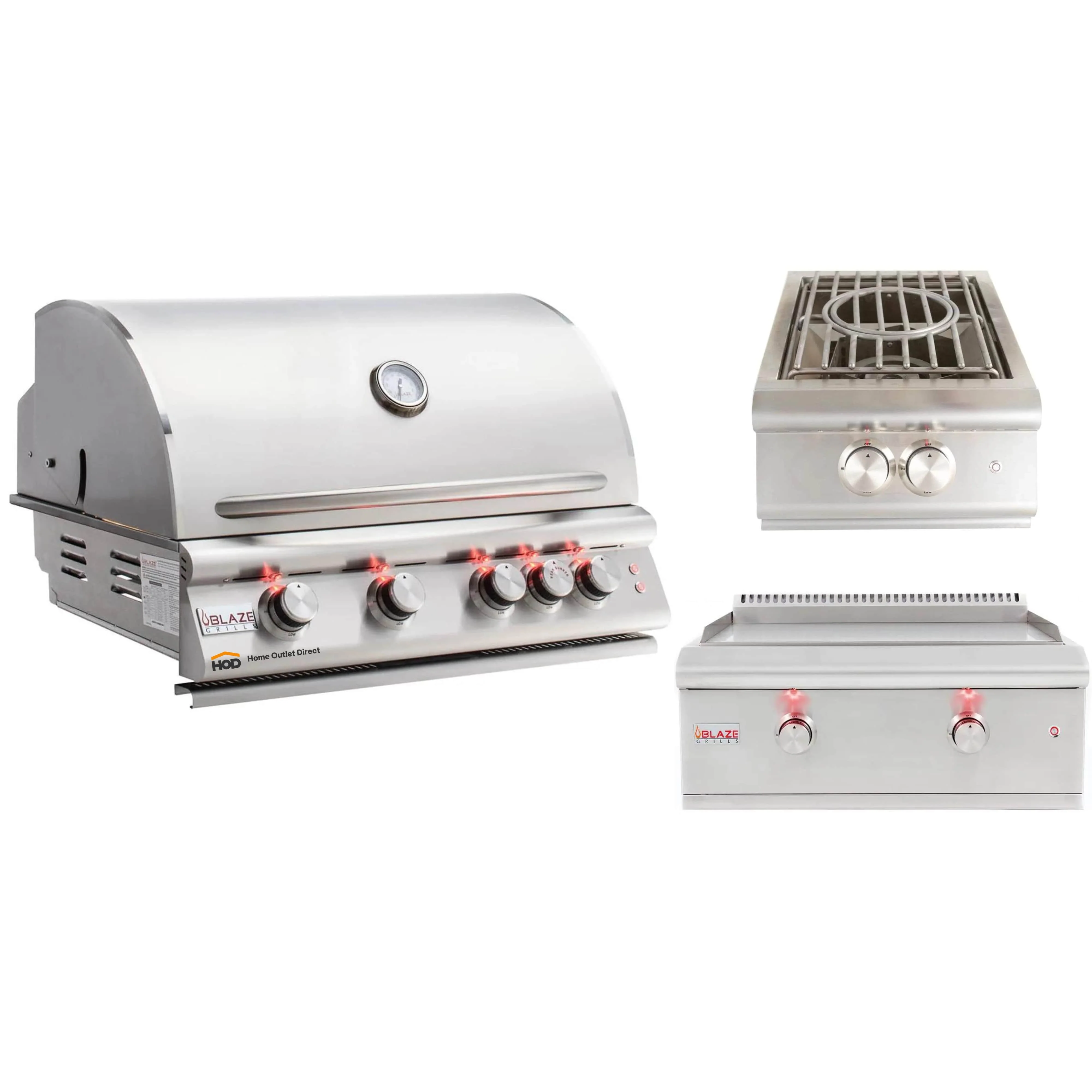 Blaze Grill Package - Premium LTE Marine Grade 32-Inch 4-Burner Built-In Liquid Propane Grill, Side Burner and Griddle in Stainless Steel