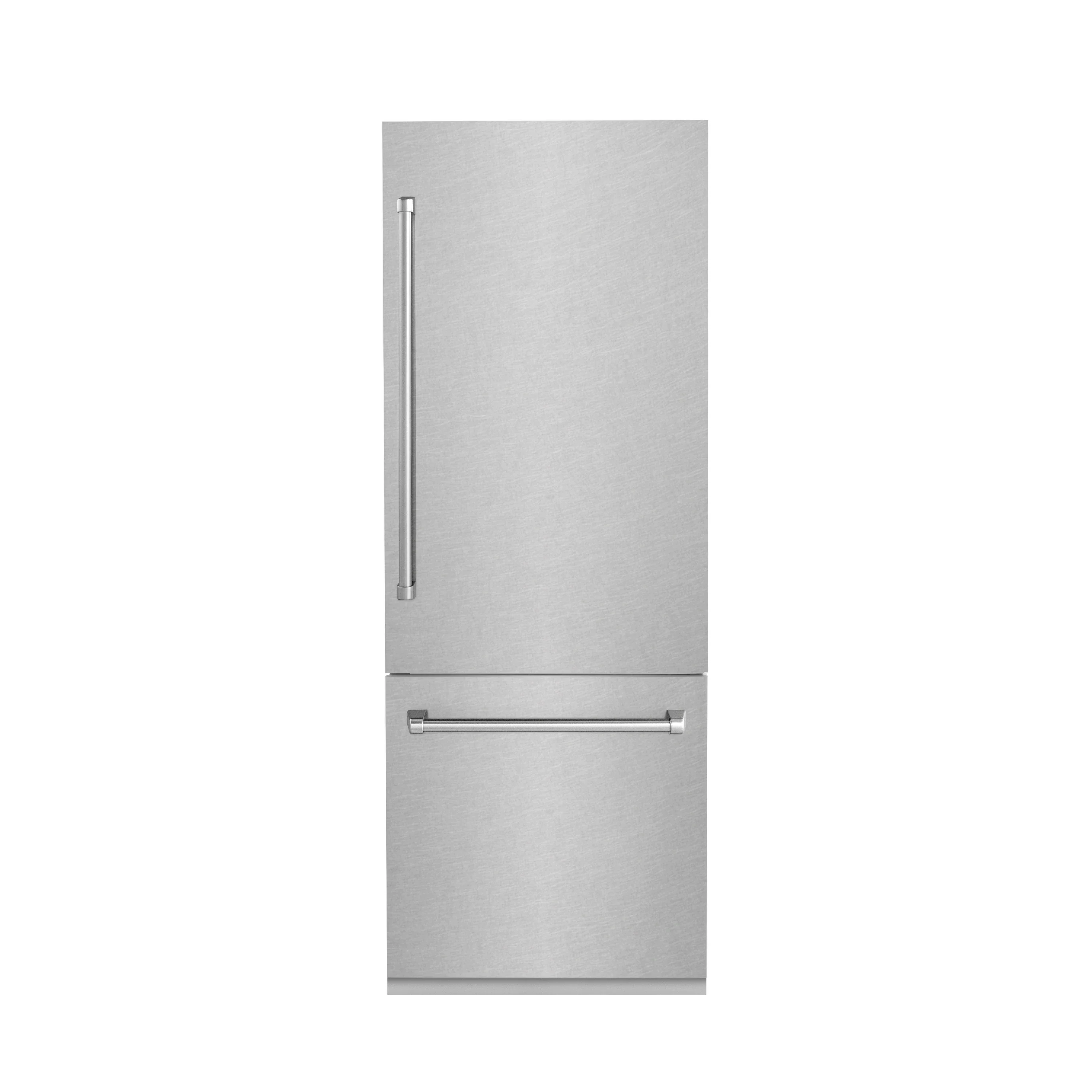ZLINE 30-Inch 16.1 cu. ft. Built-In 2-Door Bottom Freezer Refrigerator with Internal Water and Ice Dispenser in Satin Stainless Steel Fingerprint Resistant Stainless Steel (RBIV-SN-30)