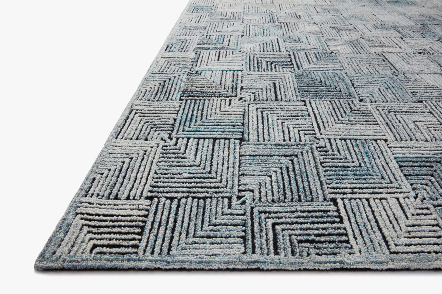 Loloi Prescott Collection - Contemporary Hooked Rug in Arctic Blue (PRE-03)