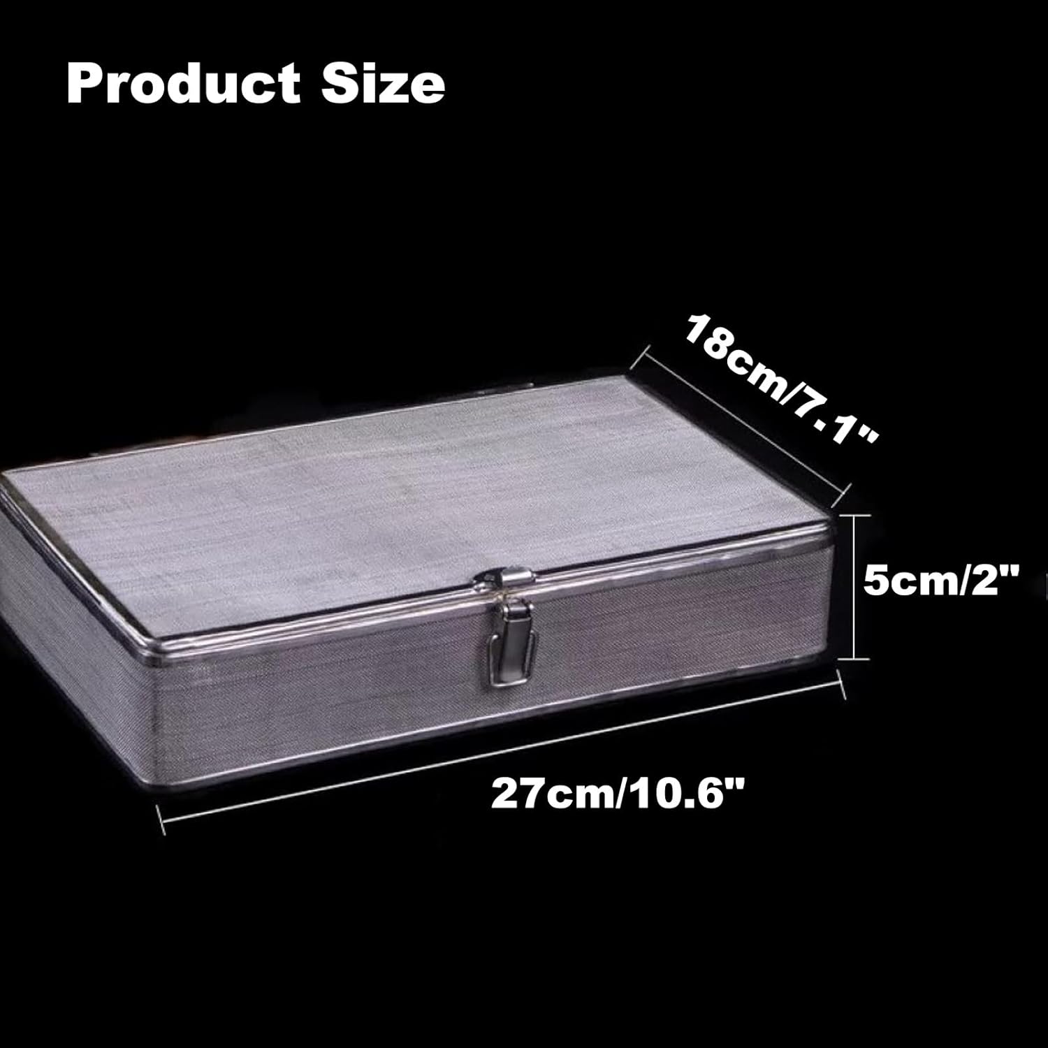 Medical Surgical Instrument Tray Case with Lid and Lock with Silicone Pad,304 Stainless Steel Sterilization Basket Tray(27 * 18cm(10.6 * 7.1