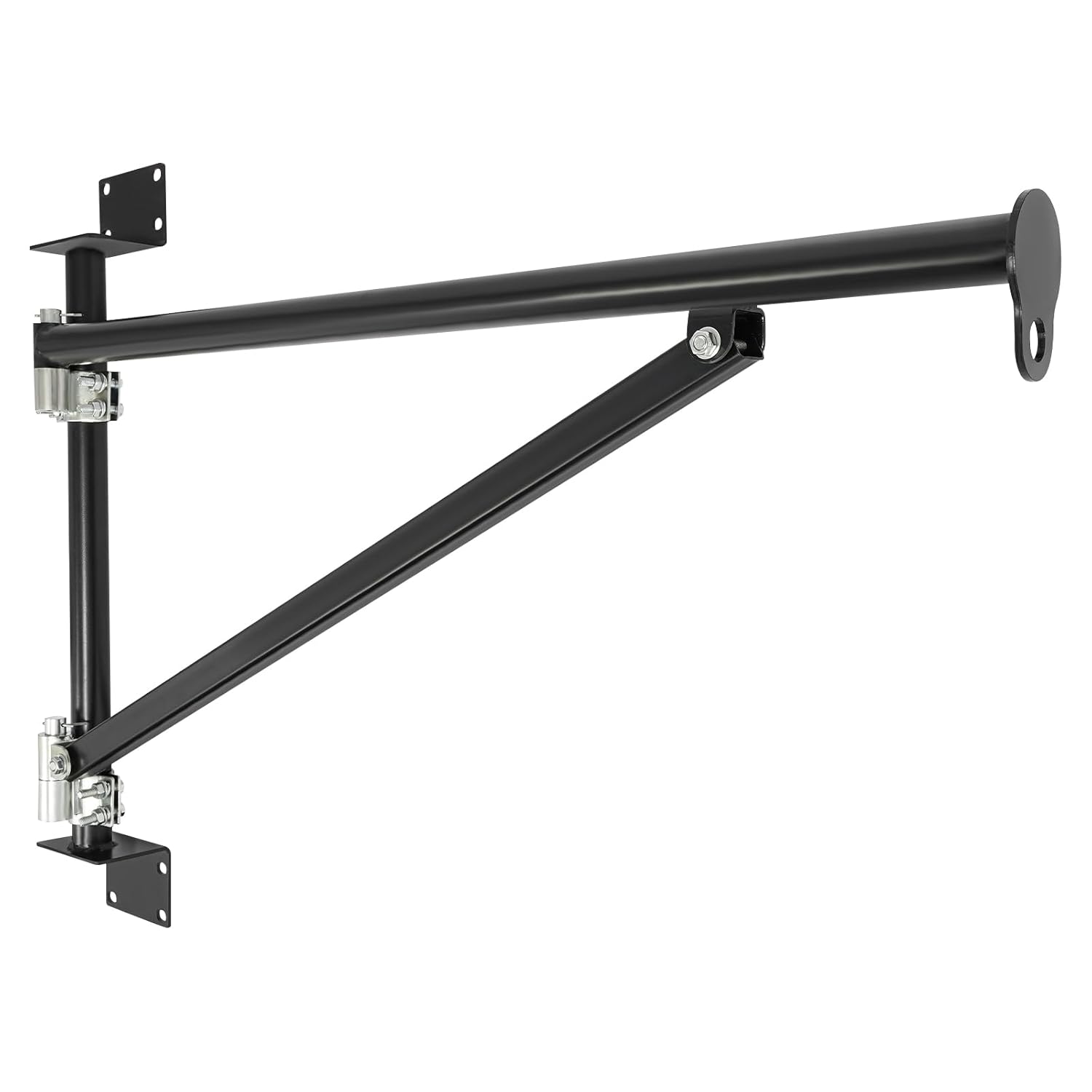 Wall Mount Jib Crane Bracket, Alloy Steel Hoist Support Arm with 180° Swing & 4-Screw Safety Buckle, Crane Swing Arm with Pole for Electric Hoist, 441 lbs Capacity, Black