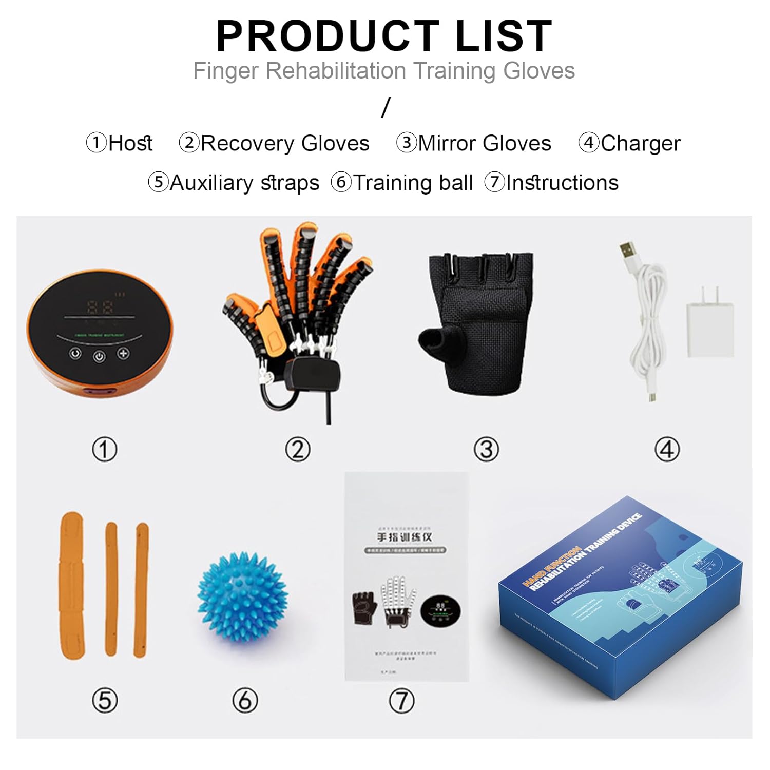 Wrist and Finger Training Robotic Rehabilitation Gloves, Finger Flexion Correction Hand Training Device Recovery Equipment, for Stiff Finger Joints and Pain(A:Left Hand B:Right Hand)