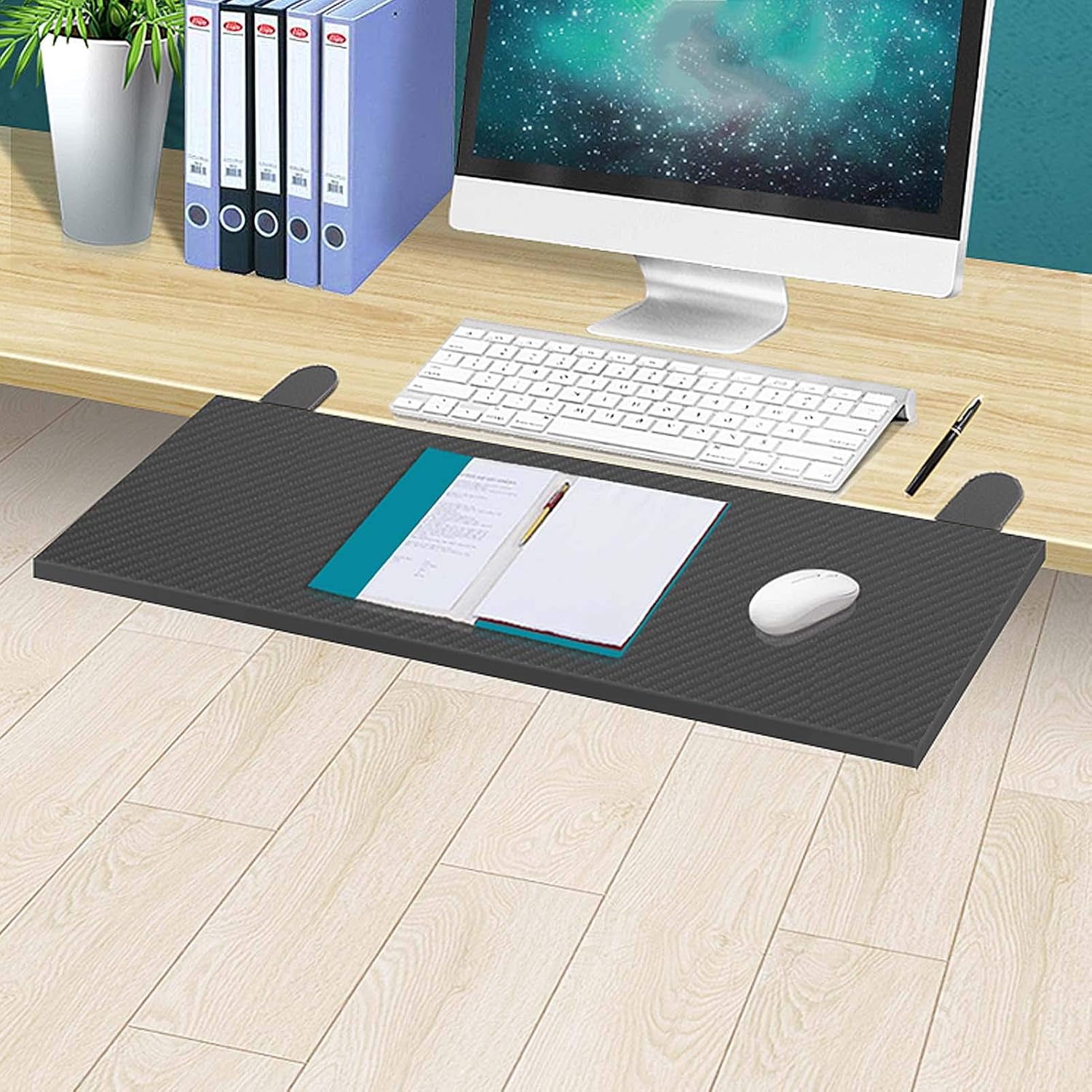 Ergonomics Keyboard Tray Computer Arm Rest Support Clamp Foldable Table Extension Adjustable Tray Table Mount Armrest Shelf Stand, Czarny,