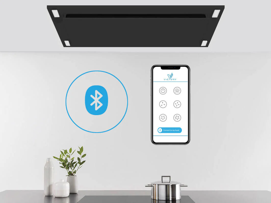 Victory Sunset 38.5-Inch 600 CFM WIRELESS Flush Ceiling Range Hood in Stainless Steel (Sunset-B)