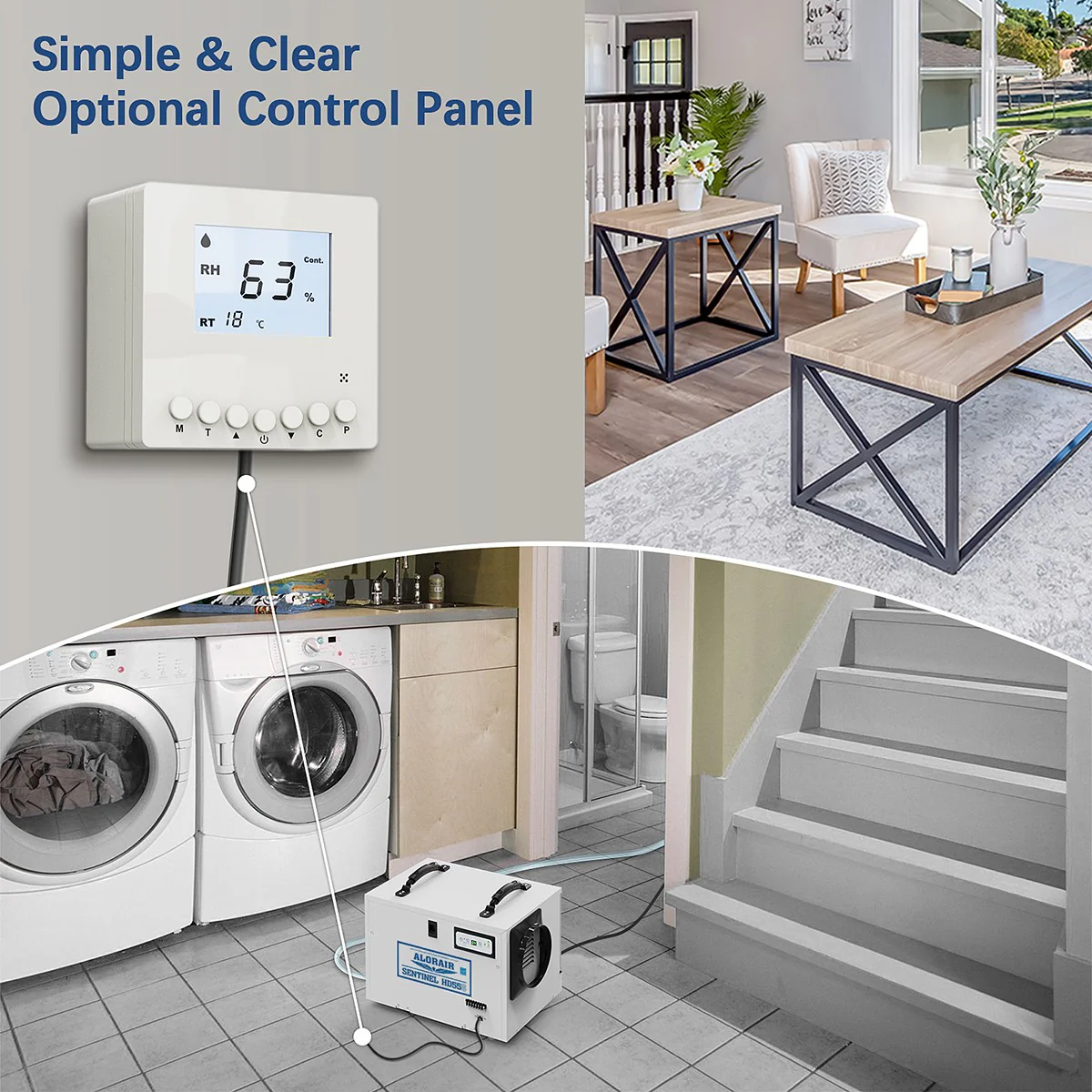 AlorAir Sentinel 55 Pint at AHAM Dehumidifier With Drain Hose for Crawl Spaces or Basements Up to 1,300 Sq. Ft., White