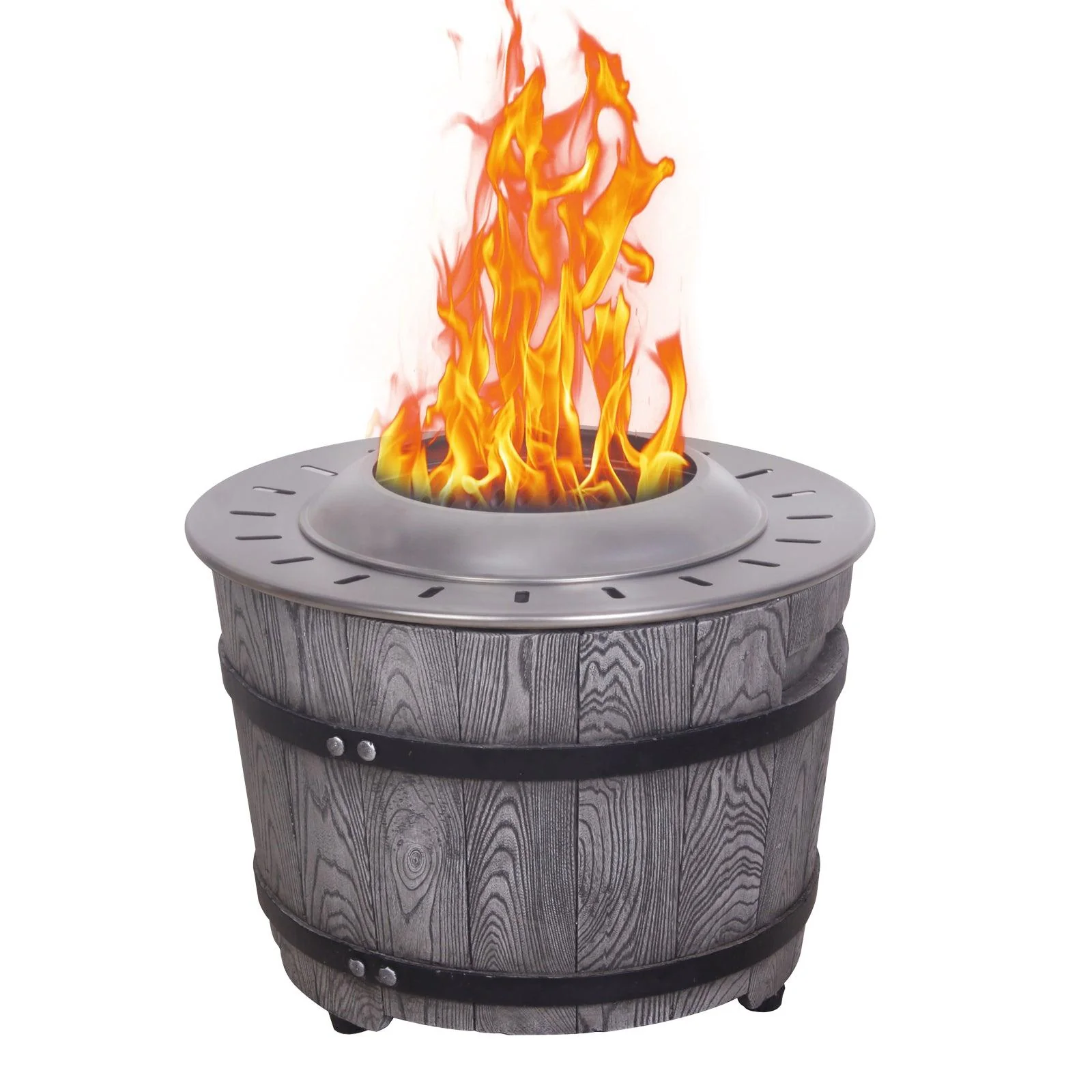 Parrot Uncle Dark Grey Woodgrain Smokeless Firepit with Wood Pellet/Twig/Wood as The Fuel for Garden & Outdoor (W2029120108)