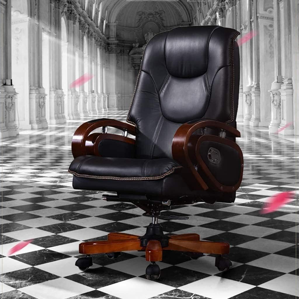 Executive Swivel Adjustable Swivel Office Desk Chair with Armrests Lumbar Support Desk Ergonomic Chair Leather President Chair Computer Chair Multifunction (Black)