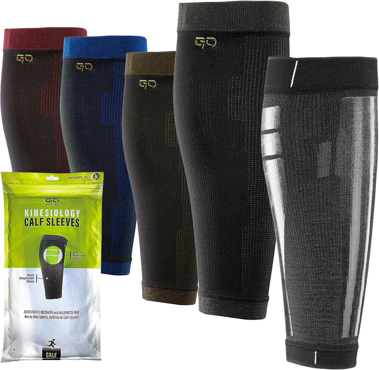 Kinesiology Calf Compression Sleeve Men, Targeted Support for shin splints, Muscle Fatigue, Soreness, Calf Muscle