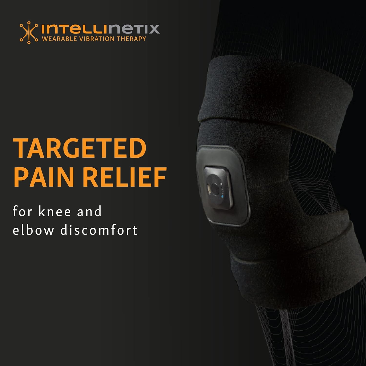 Brownmed - Intellinetix Knee/Elbow Therapy Wrap - Active Wrap for Elbows & Knees that Offers Massage - Elbow & Knee Compression Sleeve with Wearable Massager - Premium Knee & Elbow Support