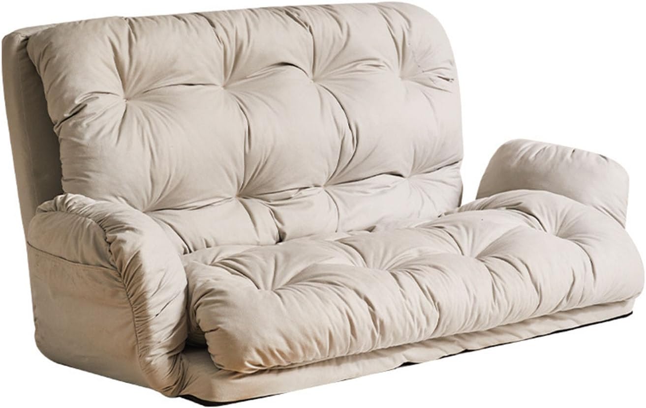 6-Position Adjustable Lazy Sofa, Fluffy-Tech Fabric Recliner with Padded Armrests, Ergonomic Dual-Zone Support Freestanding Lounge Chair for Bedroom & Living Room