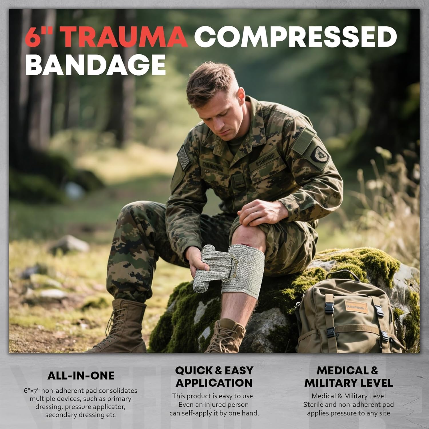 144 Pcs Advanced Trauma First Aid Kit - Emergency Camping Gear with Tourniquet, Compression Bandage, 36