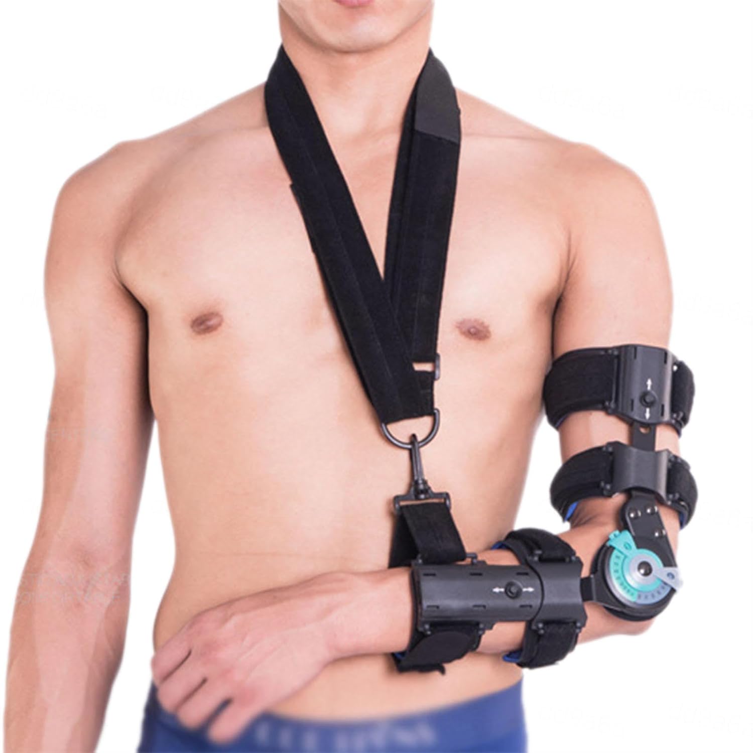 Adjustable ROM Hinged Elbow Brace Stabilizer,Post OP Elbow Brace with Sling Stabilizer,Arm Injury Recovery Support After Surgery Orthosis Orthotics,Right (Left